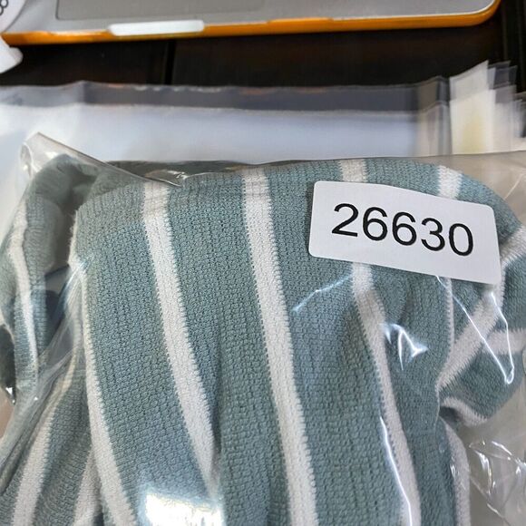 Weekend Blouse Women L Large Blue Striped Short Sleeve Round Neck Pullover - Picture 9 of 9